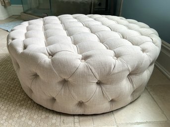 Tufted Round Ottoman On Casters
