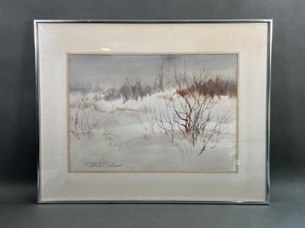 Robert F. Calrow, Original Watercolor, The Snow And Silence Came Down Together