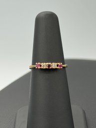 Multi Diamond & Ruby Ring In 14k Yellow Gold