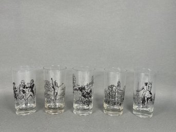 Vintage Bicentennial Glasses: Knox Trail, Old State House, Paul Revere, Charlemont Indian, Spirit Of 1976