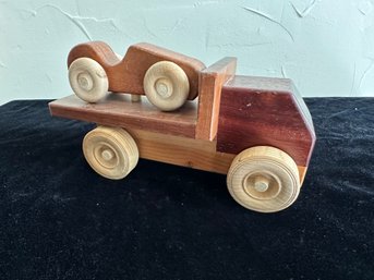 Wood Toddlers Toy Tow Truck And Car