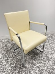 Steelcase Coalesse Cream Leather High Back Sled Base Chair-Lot 4