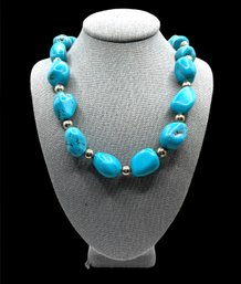 Vintage Sterling Silver Turquoise Nugget Necklace