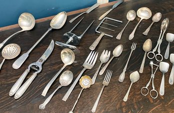 Antique Kitchen Utensils And Flatware - Some Sterling Handles, Some Plate