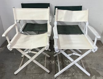 Four Folding Wooden 'directors' Chairs With Canvas Seats