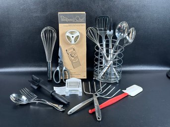 A Nice Assortment Of Kitchen Utensils & Tools, Including Pampered Chef