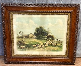 Homeward Bound Signed Print 1895 In A Gorgeous Carved Frame - ESTATE FRESH