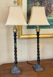 Pair Of Heavy Wrought Iron Lamps