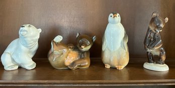 Four Ceramic Animal Figurines From Russia