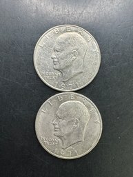 2 Eisenhower Dollars 1971, 1971-D