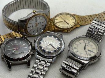 Vintage Men's TIMEX Watch Lot- Mid Century Dynabeat Electric, Indiglo, 2 Dress Watches And Classic Expedition