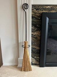 Vintage Wrought Iron Handled Broom - Fireplace Accessory