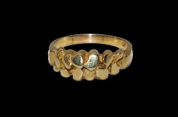 14k Gold Nugget Heavy Ring Size 10 6.18 Grams