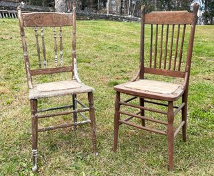 A Pair Of Antique Oak Side Chairs