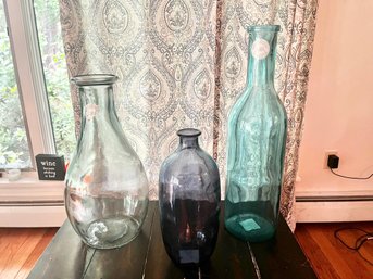 Group Of 3 Decorative Glass Bottles
