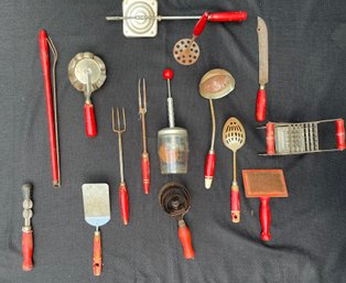 Lot Of Mixed Kitchen And Baking Accessories With Red Handles Lot 2