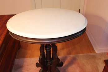 Oval Marble Top Mahogany Table 24x17x28