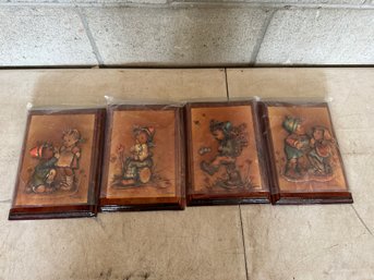 Group Of Wooden Hummel Style Plaques
