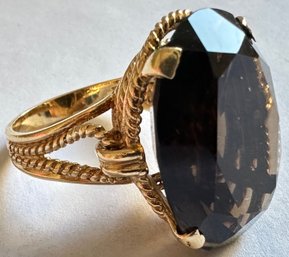 Vintage 14 Karat Gold & Smokey Quartz Ring, Size 8.5