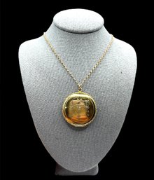 Vintage Gold Filled Engraved Locket Pendant Necklace