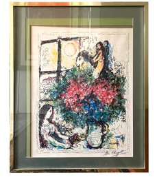 A Vintage Pencil Signed Lithograph, 'Chagall At Pace' By Marc Chagall  (French, 1887-1985)