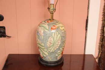 Chinese Hand-painted Lotus Melon Jar Table Lamp