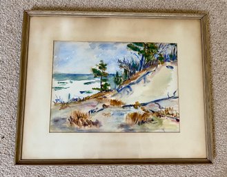 Original Watercolor Landscape Scene - Unsigned In Wooden Frame