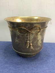 Brass Pail With Rope Bow Design