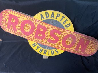 One-Of-A-Kind, Authentic 1950s Double Sided Robson Adapted Hybrids Corn Seeding Sign In New Condition 33'