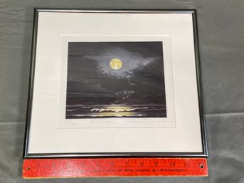 'Full Moon' Signed Susan E Jameson Numbered 58/200 Artwork Print 12x11 Matted Framed Plexiglas