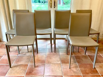 Set Of Six Modern Leather Dining Chairs