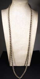 Antique Sterling Silver Rope Link Chain Having Early Clasp 30' Long