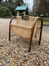 A 70s Rattan And Canvas Magazine Rack