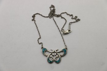 Vintage Sterling Silver Crushed Turquoise Pendant