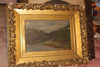 24x30 Antique Oil Painting In Gilt Plaster Frame