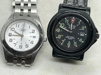 Pair Of Vintage SWISS ARMY Men's Wristwatches- ALLIANCE And RENEGADE DIVER
