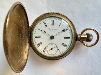 Vintage New York Standard Watch Company Men's Pocket Watch With Railroad Etching