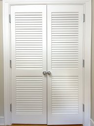 A Pair Of Wood Louvered Doors - 48' Opening - Includes Frame & Trim - 2X & 2Y