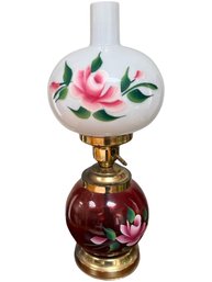 Antique Rose Globe Lamp-