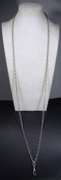 Very Elongated Sterling Silver Chain Having Antique Clasp 36' Long