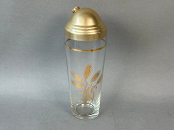 Glass Bar Shaker With Gold Toned Cornflower Design