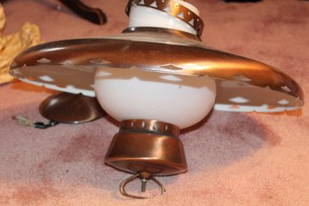 Mid Century Brushed Copper Light Fixture 18 Dia