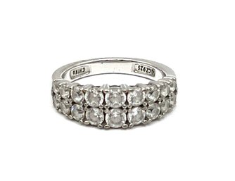 Sterling Silver Sparkling CZ Stones Ring, Size 6