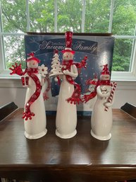 3 Piece Ceramic Snowman Family