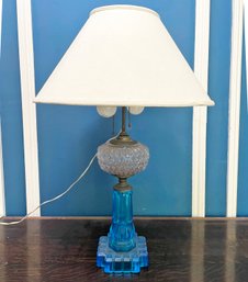 Fabulous Antique Blue Crystal Table Lamp