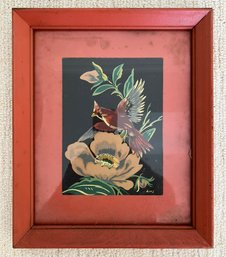 A Vintage Gouache On Paper, Robin Themed, C. 1930's Signed Luis