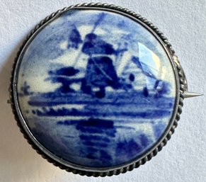 Vintage Miniature Delft Pin Brooch, Holland