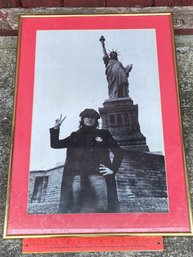 John Lennon & Statue Of Liberty Black & White Photograph Print 17x24 Matted Gramed Glass