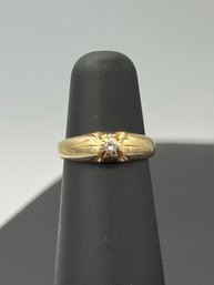 Antique Delicate Solitaire Diamond Ring In 10k Yellow Gold