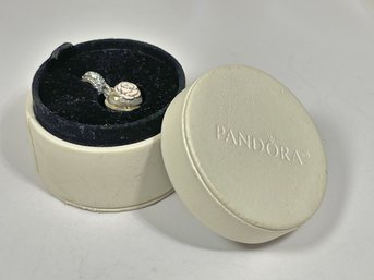 Pandora Flower Charm In Original Pandora Round Box